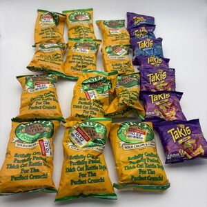 16pk Dirty Sour Cream Onion Kettle Chips Takis Fuego Blue Heat Variety Snack Box